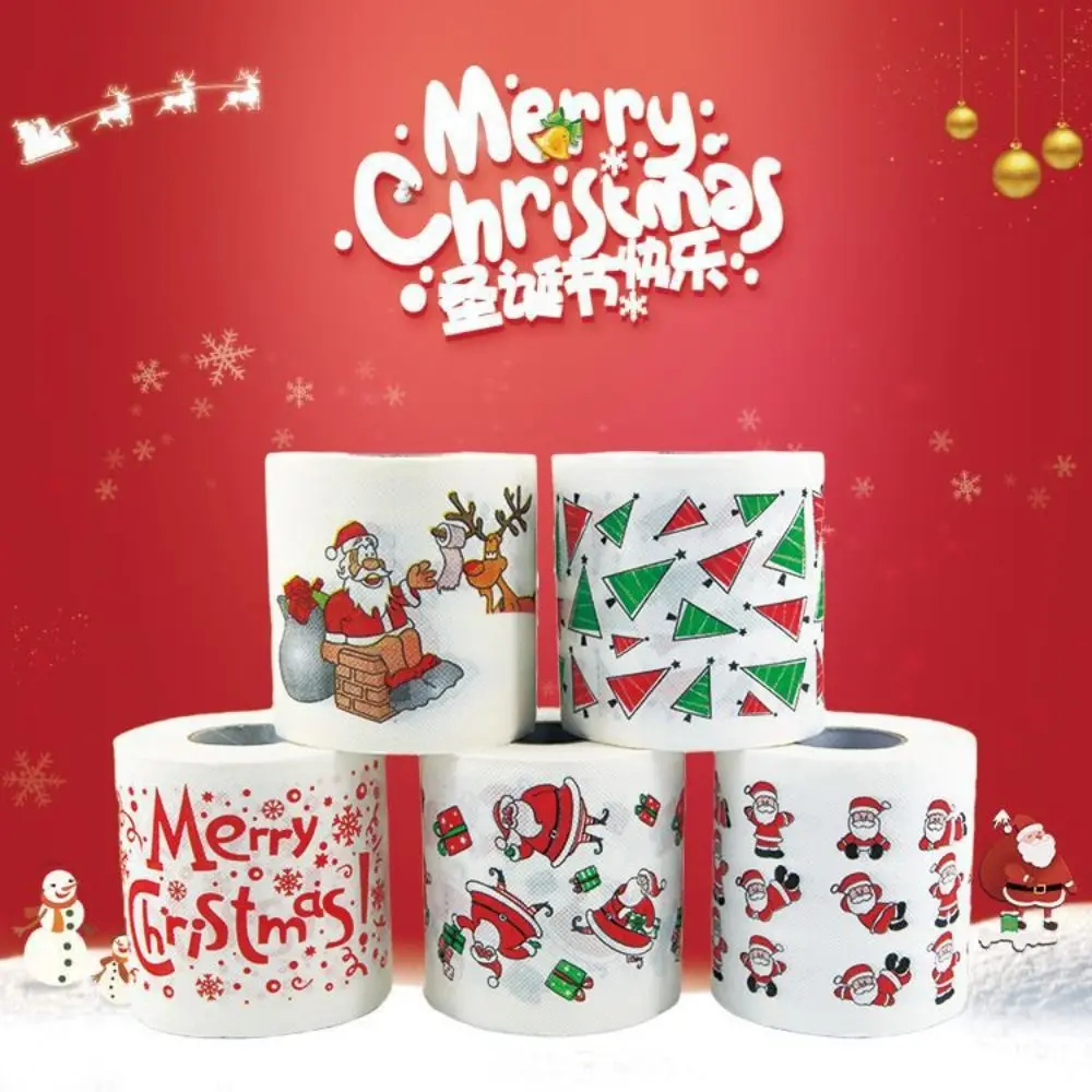 

Christmas Themed Pattern Christmas Toilet Paper 10*10cm Napkin Table Tissue Santa Claus Printed Christmas Paper Towels