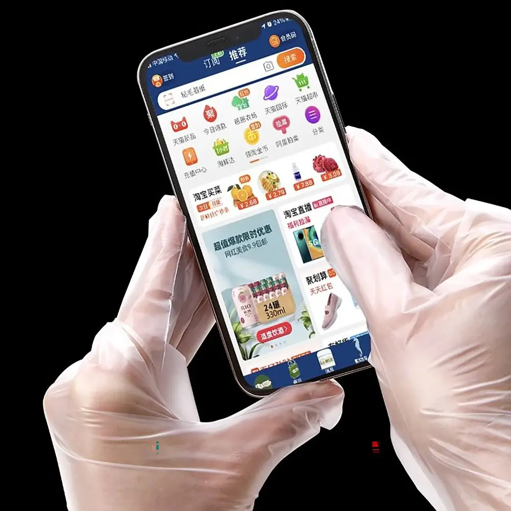 100 шт. одноразовые Нескользящие перчатки Размеры S/M/L/XL