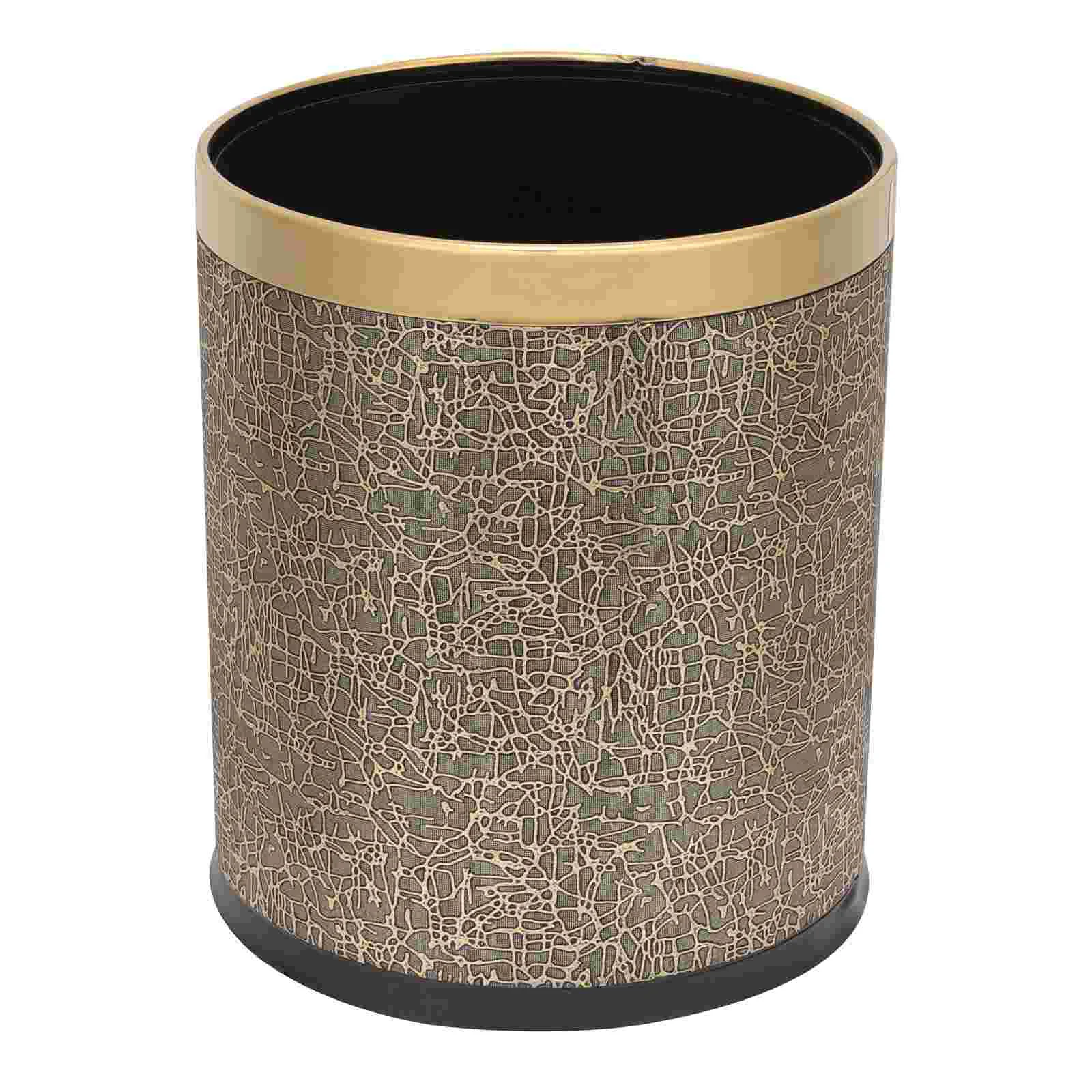 

Trash Can Garbage Bin Waste Basket Container Round Wastebasket Rubbish Plastic Small Kitchen Vintage Gold Bedroom Bathroom Paper