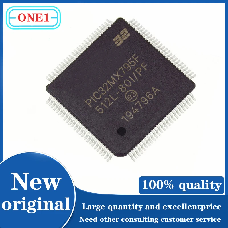 1PCS/lot PIC32MX795F512L-80I/PF PIC32MX795F512L-80I PIC32MX795F512L  IC MCU 32BIT 512KB FLASH 100TQFP IC Chip New original