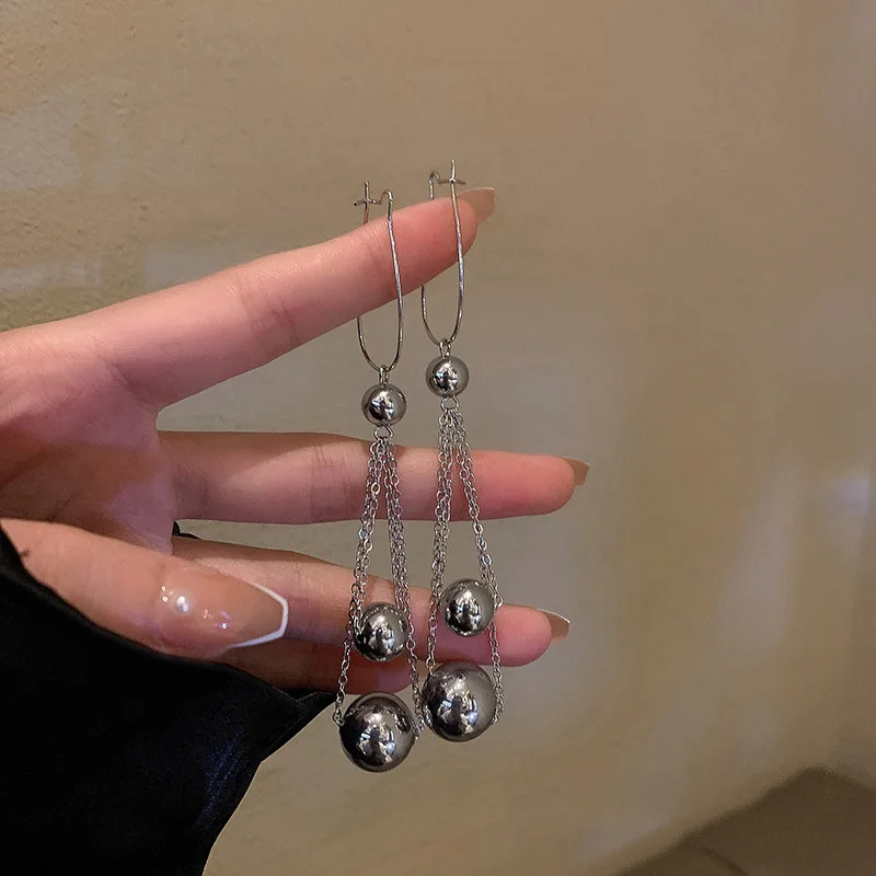

Temperament Pearl Long Pendant Earrings For Women Simple Temperament Advanced Appearance Thin Face Korean Fashion Jewelry Gifts