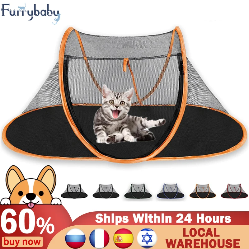 

Pet Soft Dog Cat Outdoor Enclosure Portable Cage Play Net Folding Tent For Cats Puppy Net Tents Dogs House Bed With Carry Bag