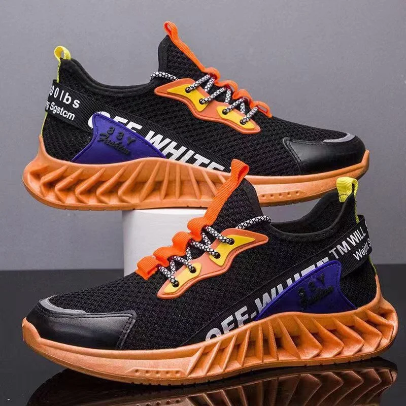 

2022 spring and autumn new men's shoes high elastic knitting fashion men's sports shoes leisure running shoes Plus Size Sneakers