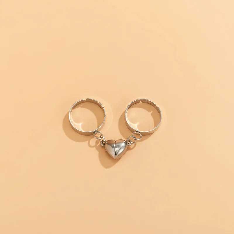 

2PC Couple Friendship Rings For Women Men Sliver Color Magnetic Rings