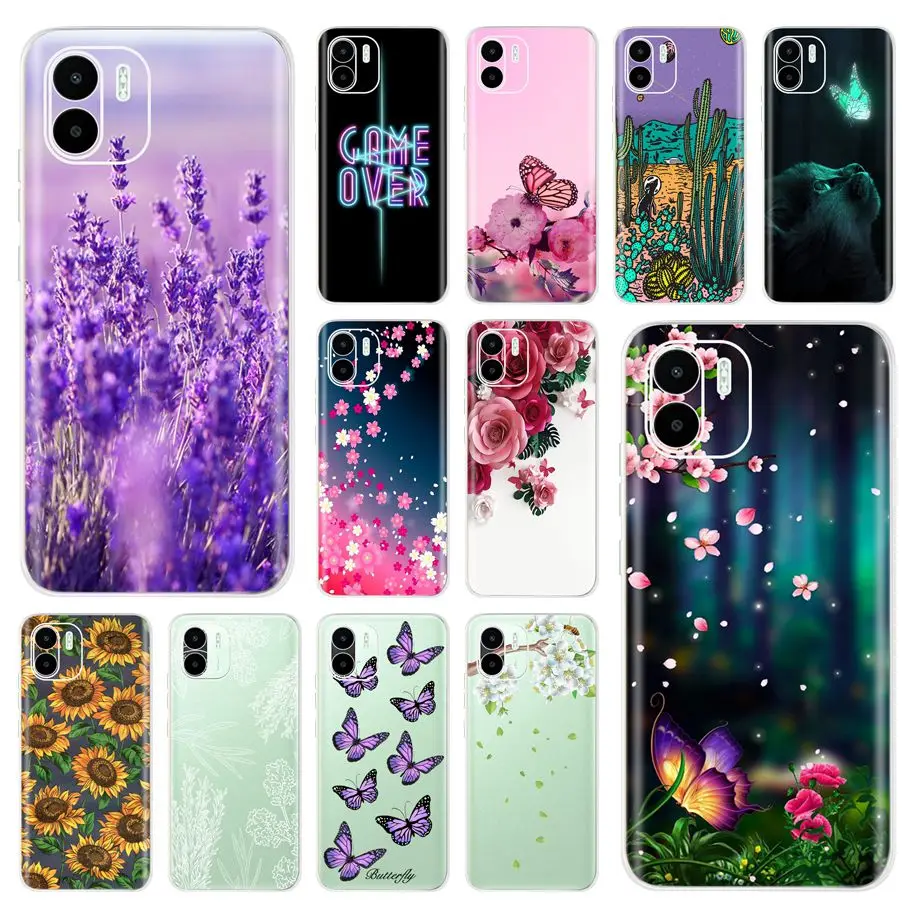 Чехол для Xiaomi Redmi A1 Plus, модный прозрачный чехол с цветочным принтом для Xiomi Redmi A1 A1 + RedmiA1 Plus A1Plus 2022, мягкий чехол