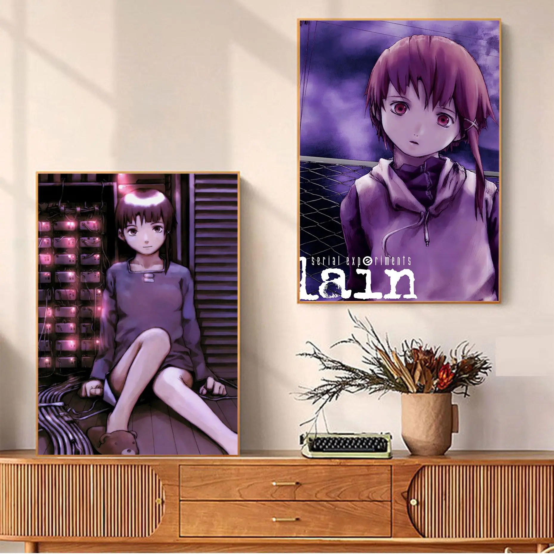 

Serial Experiments Lain DIY Sticky Poster Retro Kraft Paper Sticker DIY Room Bar Cafe Room Wall Decor