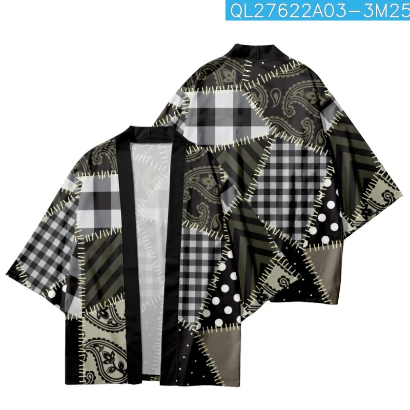 Splicing Printed Japanese Cosplay Yukata Couple Women Men Kimono Cardigan Beach Shorts Casual Asian Clothes Harajuku