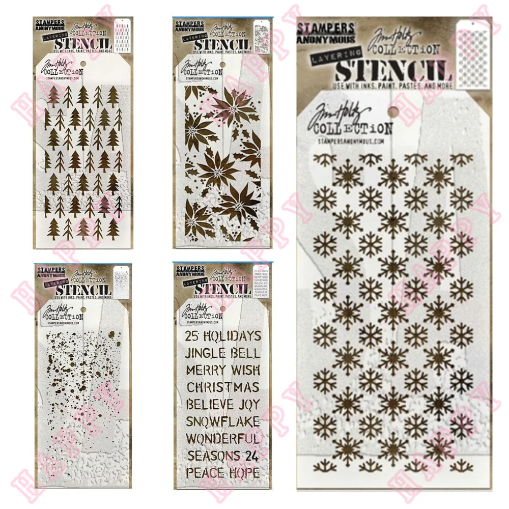 

Christmas Flurries Speckles Pines Plastic Stencil Decoration Diy Scrapbooking Paper Craft Handmade Album Card Template 2022 New