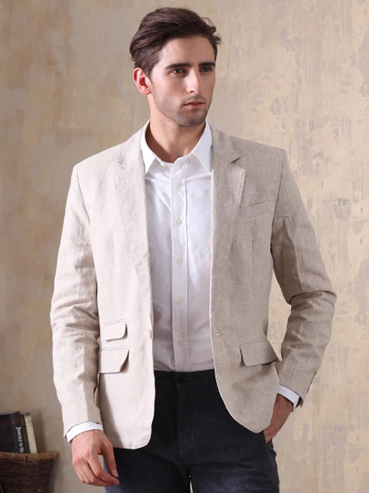 new arrival fashion Spring Autumn Linen Suit Jacket Men Fashion Casual Single Breasted high quality size S M L XL XXL