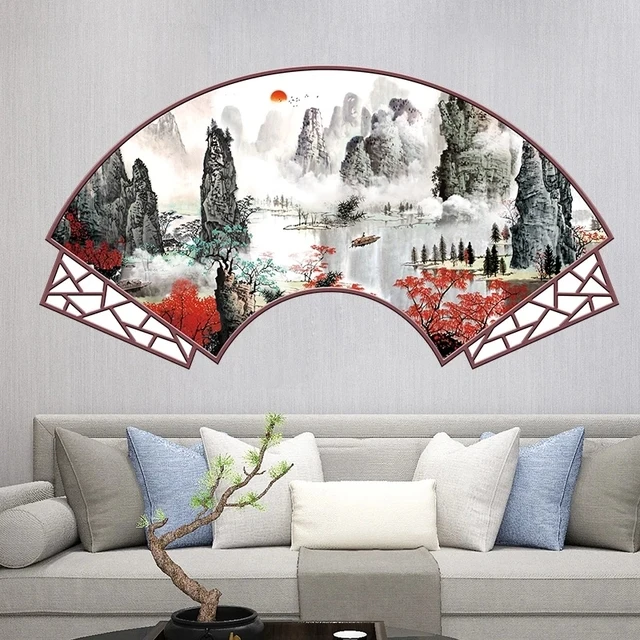 2022 New Chinese Style Landscape Wall Sticker Flower Ginkgo Home Office Decor Art Vinyl Decal Living Room Wallpaper | Дом и сад