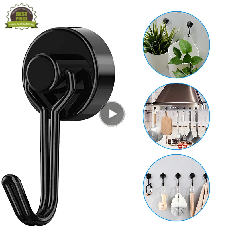 2Pcs Magnetic Hooks Heavy Duty Neodymium Magnet Hook Home Indoor Outdoor Multi-Purpose Hanging Refrigerator Grill Kitchen Key - купить по