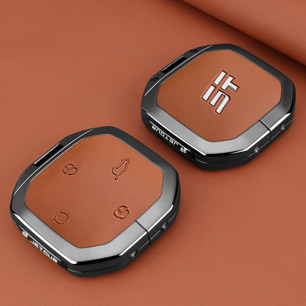 

Кожаный чехол для автомобильного ключа из цинкового сплава, чехол-держатель для Jetour Traveler Dashing X-1 Plus DTC IDM X70 X70plus X70m X90plus X95pro