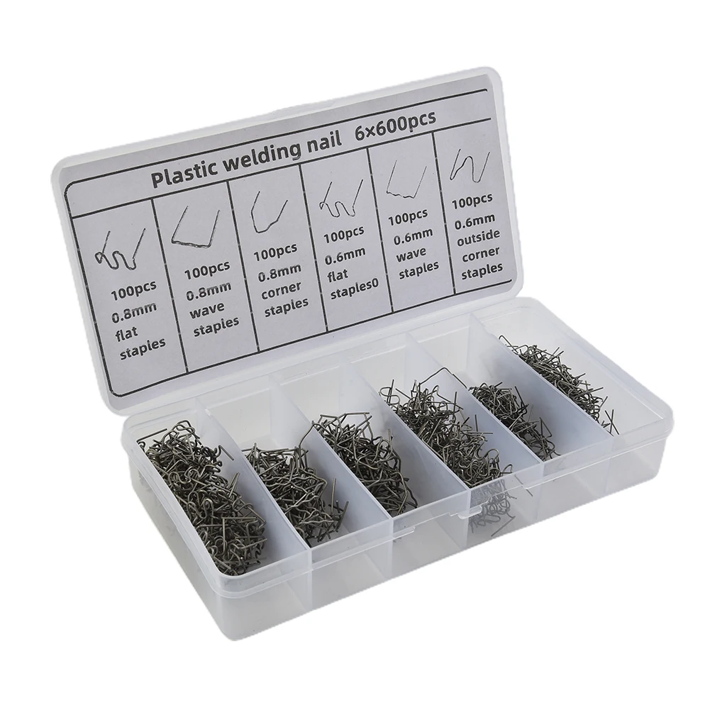 

600Pcs/box Staples Car Bumper Plastic Welding Stud Welding Wire Stainless Steel 304 For Plastic Welding, Car Bumper Repair
