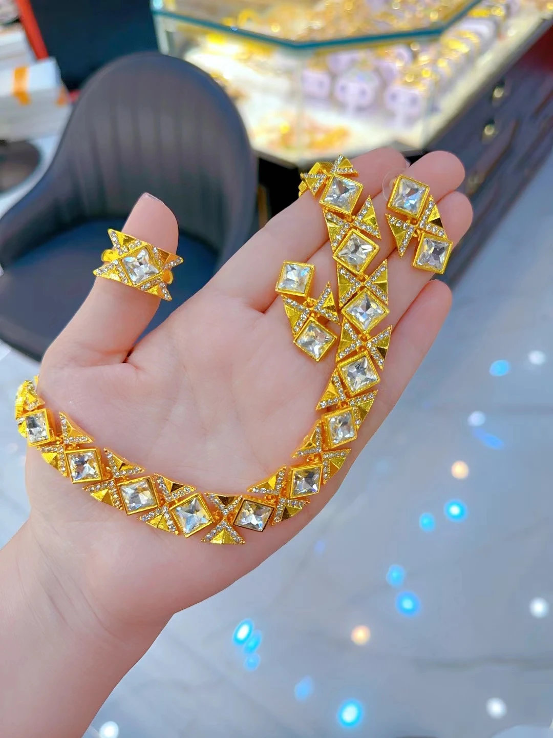 2024 Дубай новинка покрытое 24-каратным золотом ожерелье серьги кольцо Свадебная