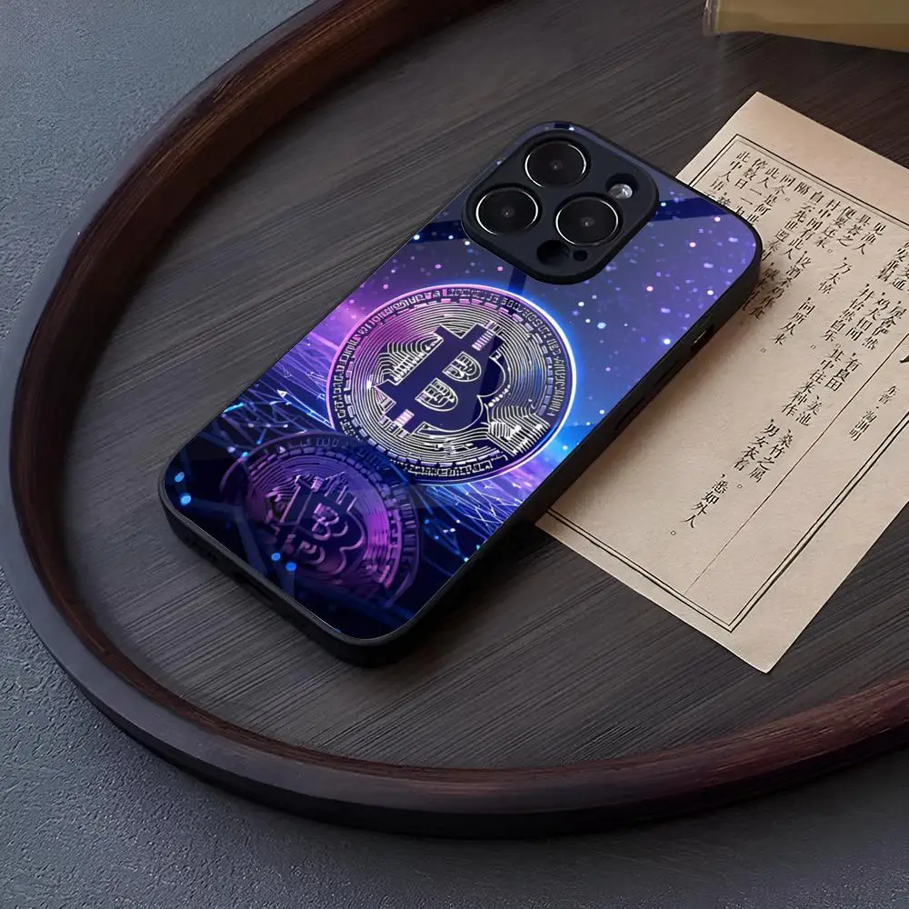 Чехол для телефона Bitcoin Ethereum Art MINISO IPhone 15 Pro Max 14 12 11 13 Mini X XR XS 16 Plus SE 2020 стеклянная