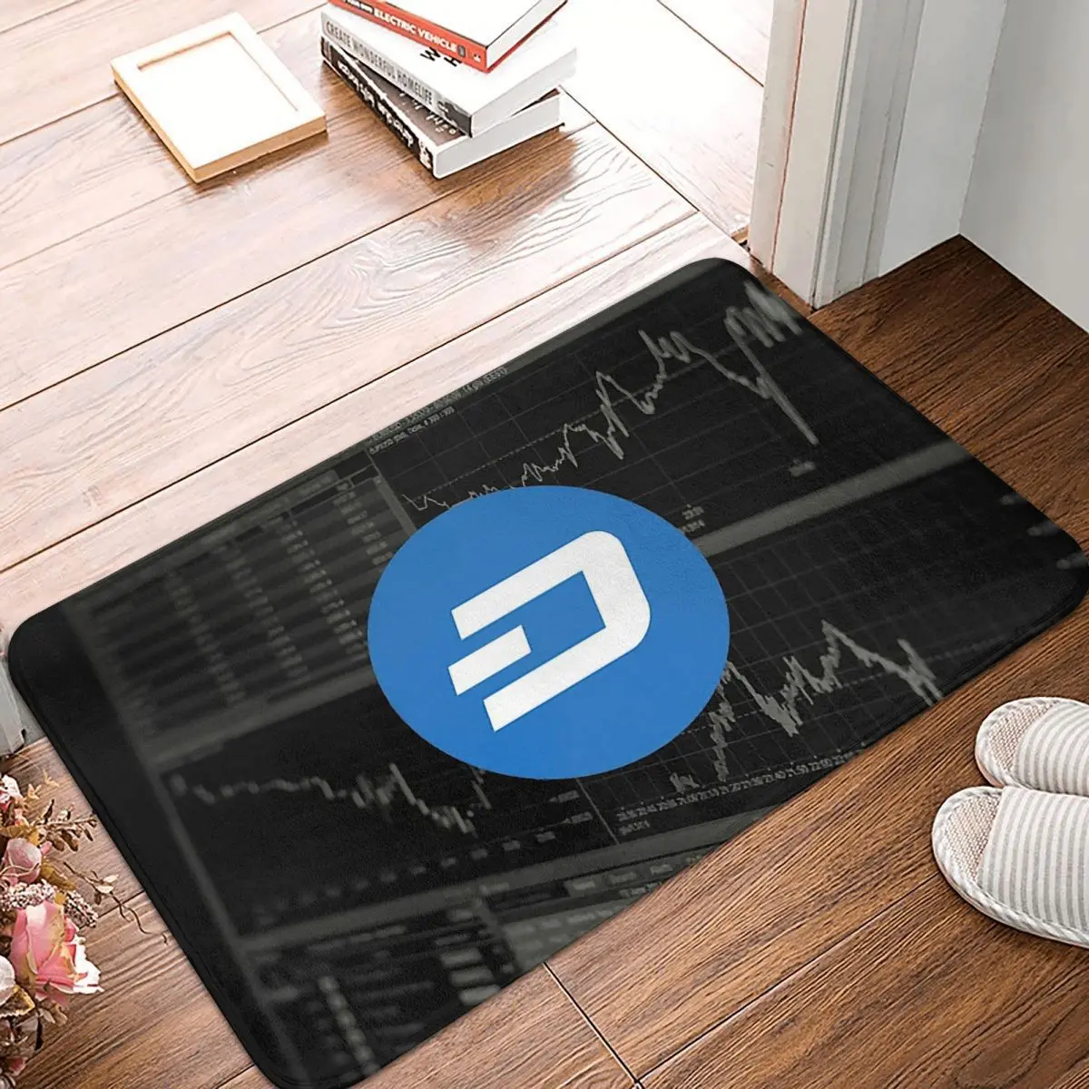 

Cyptocurrency Non-slip Doormat Bath Mat BLUE DASH Hallway Carpet Entrance Door Rug Home Decorative