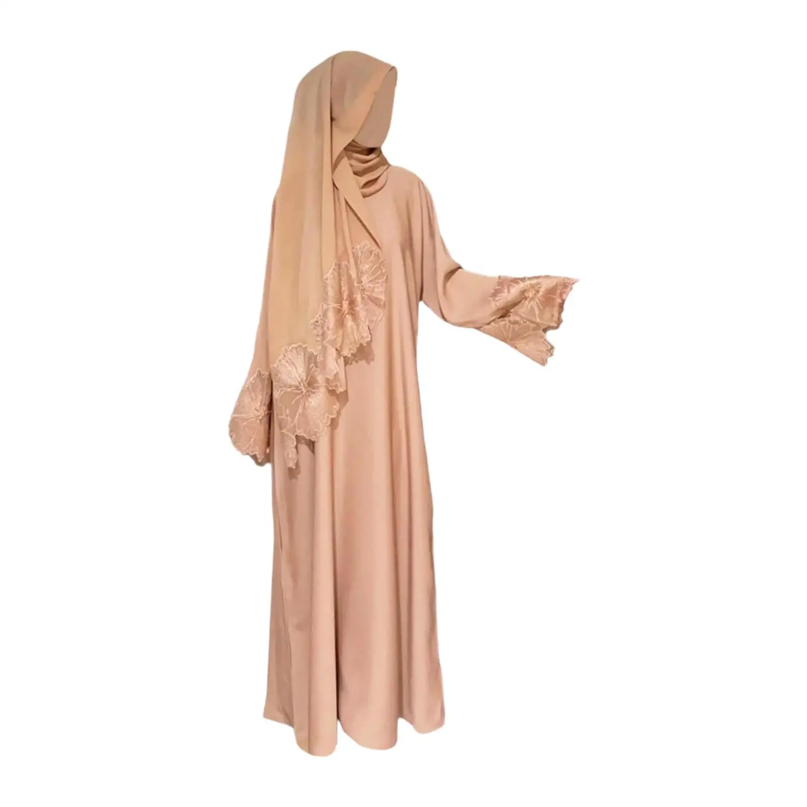 Мусульманский халат для женщин средней длины флисовый с длинными рукавами