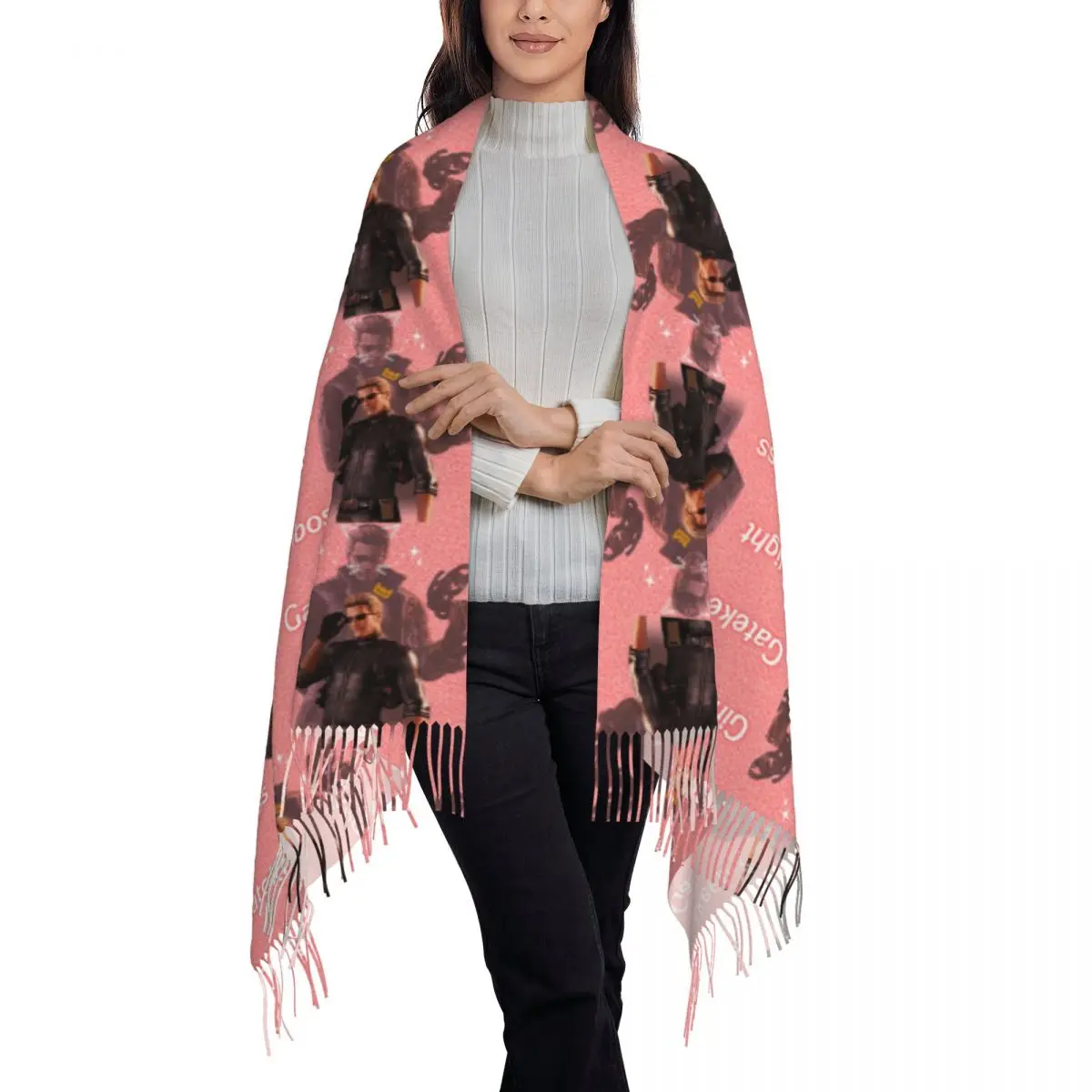 Wesker Gaslight Gatekeep Girlboss Scarf Tassel Scarves for Women Soft Warm Shawls and Wraps Large Fall Winter Shawl Wrap