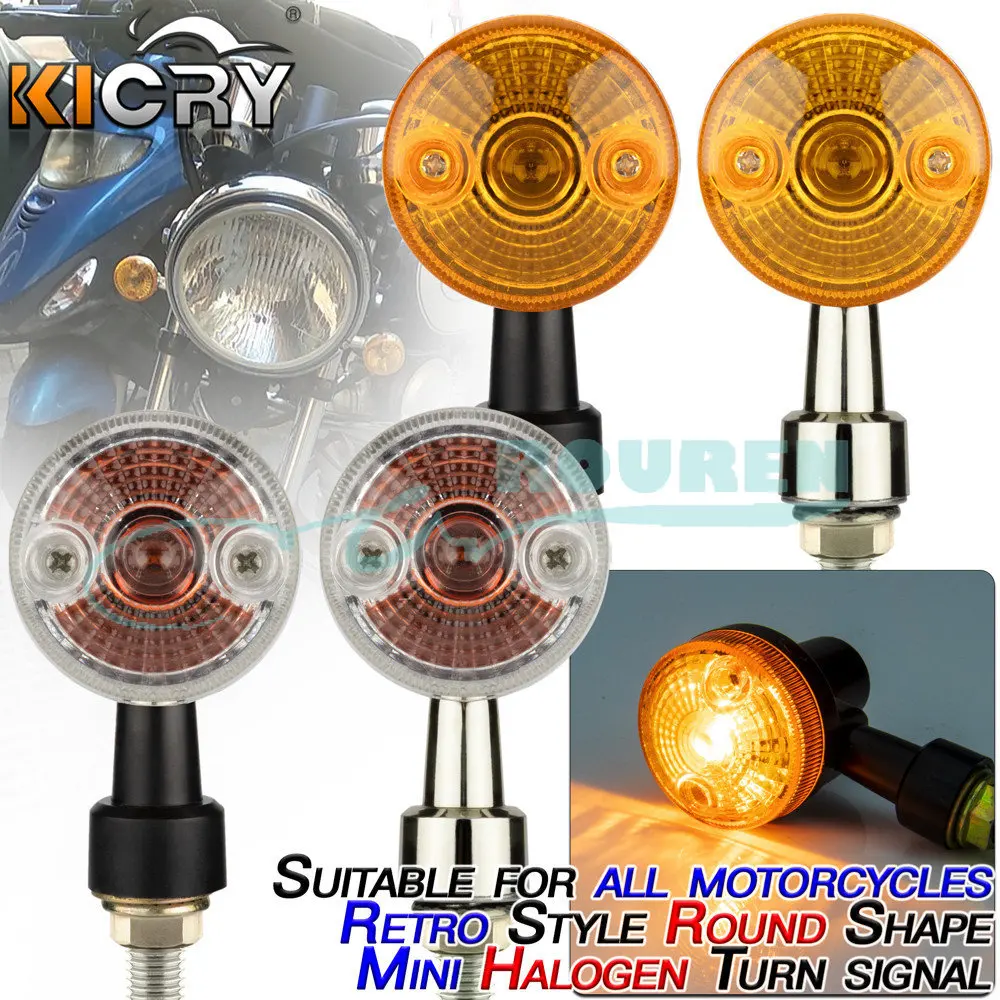 

2 Pcs Motorcycle Retro Prince Round Front Turn Signal Light Indicator Lamp Accessories Universal For Harley Touring Sportster
