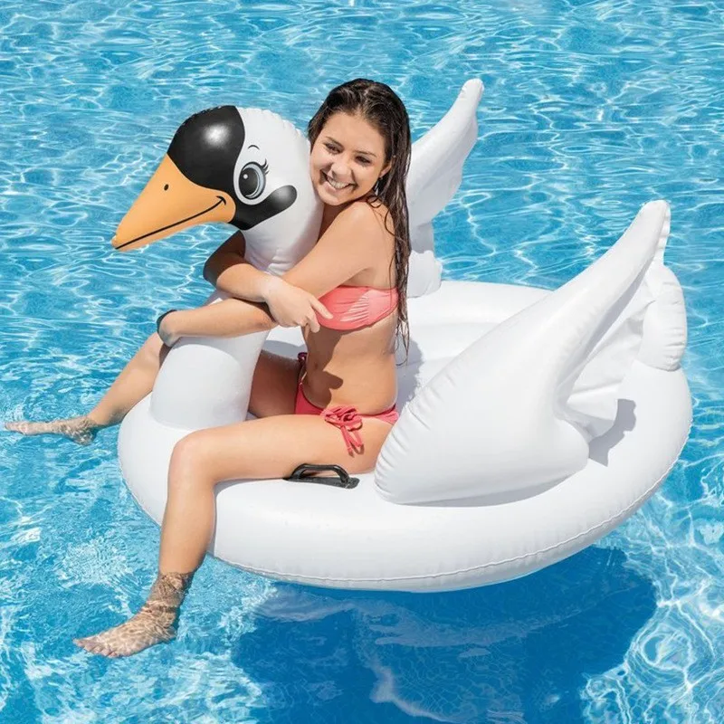 Environmentally Friendly PVC Children's Water Floating Bed Inflatable Floating Row Big Swan Water Bed Animal Mount Swimming Ring