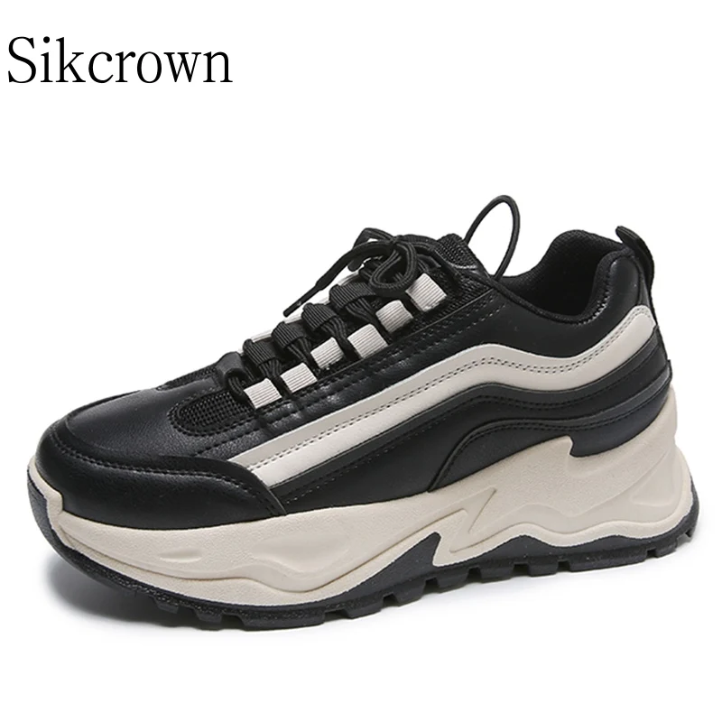 Shoes Fashion Platform Leisure Round Head Platform Student Shoe Fashion Lace-up Versatile Running
