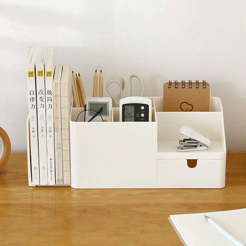 

ABS Desk Office Organizer Stickers Bins Storage Holder Desktop Pencil Pen Sundries Stretchable Box Stationery School Supplies