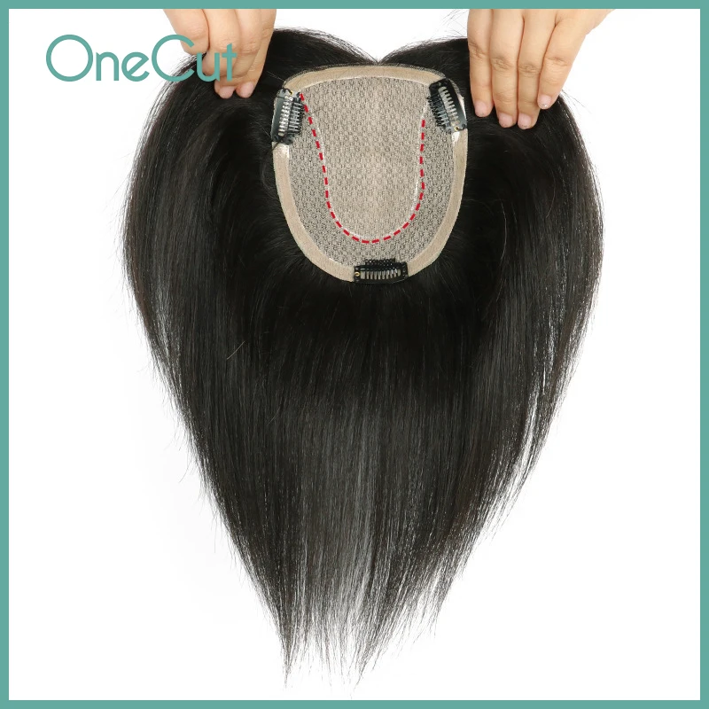 U Silk Base Straight Women Toupee Fully Hand-woven More Breathable Natural Color Real Human Hair Women Replacement Systems