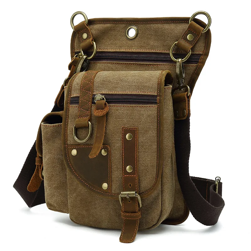 

2022 new outdoor riding leg bag men's canvas fashion leisure One Shoulder Messenger Bag Korean fashion waist bag