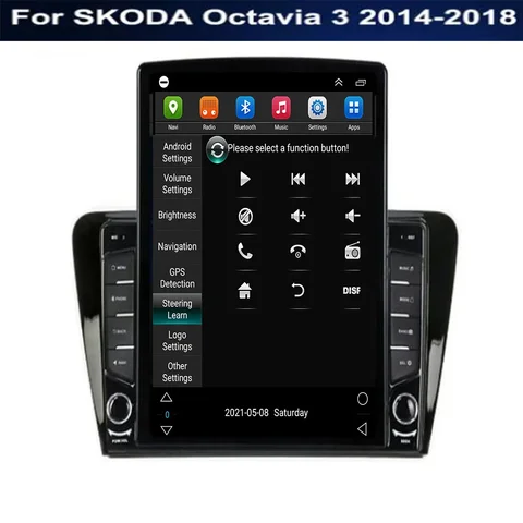Tesla Style для Skoda Octavia 3 A7 2013-2018 Android 14 Carplay Auto 5G + WIFI GPS Автомобильный радиоприемник Навигация Мультимедийный видеоплеер