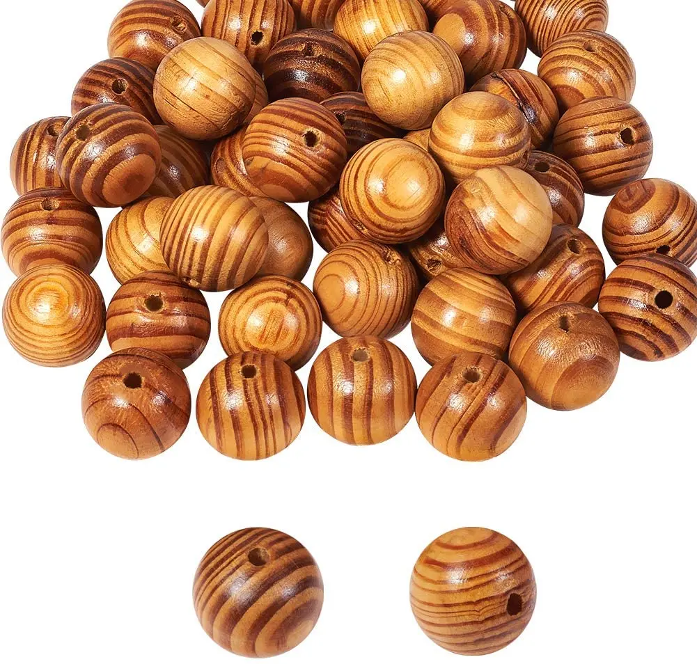 

50 PCS 30mm Dyed Natural Wood Spacer Beads Round Polished Ball Wooden Loose Beads for Bracelet Pendants Crafts Hole 6mm