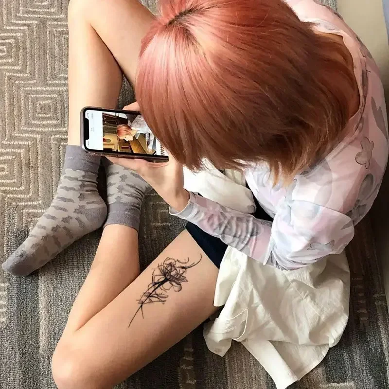 Фото Травяной сок Rose Временные татуировки для женщин на руку сексуальные Цветочные татуировки наклейки Искусство стойкие шрамы водостойкая искусственная татуировка №3