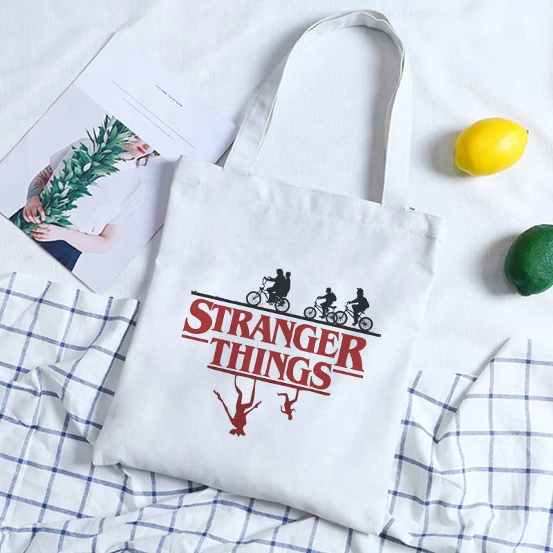 

Messenger Bag Shopping Bag Harajuku Stranger Things Shoulder Bags Korean Ulzzang New Letter Cartoon Leisure College Women Bag
