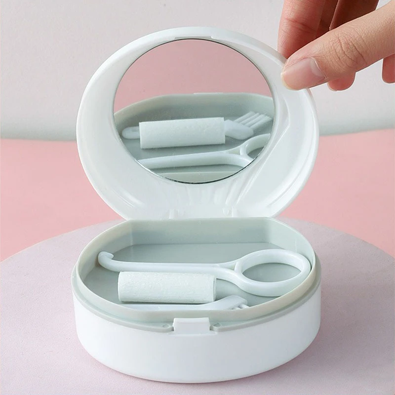 

Aligner Case Orthodontic Storage Box With Mirror Fake Teeth Denture Case Dental Retainer Mouth Guard Braces Organizer Oral Care