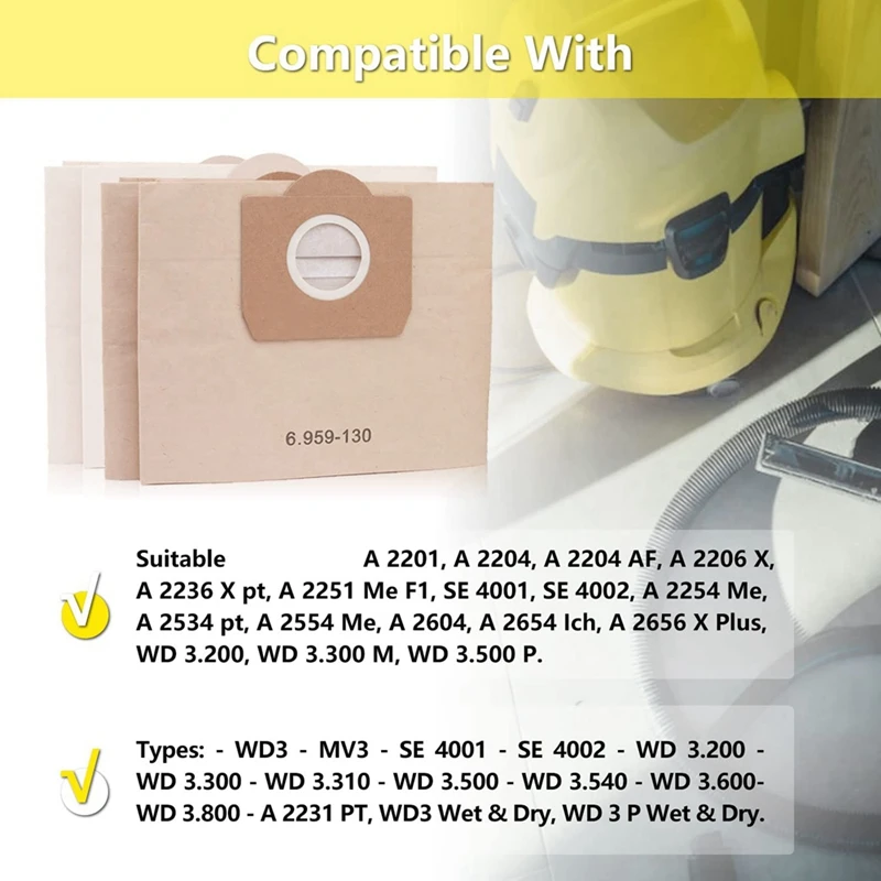 Композитный мешок для пыли пылесборник сменный Karcher 6 959-130 0 WD3 MV3