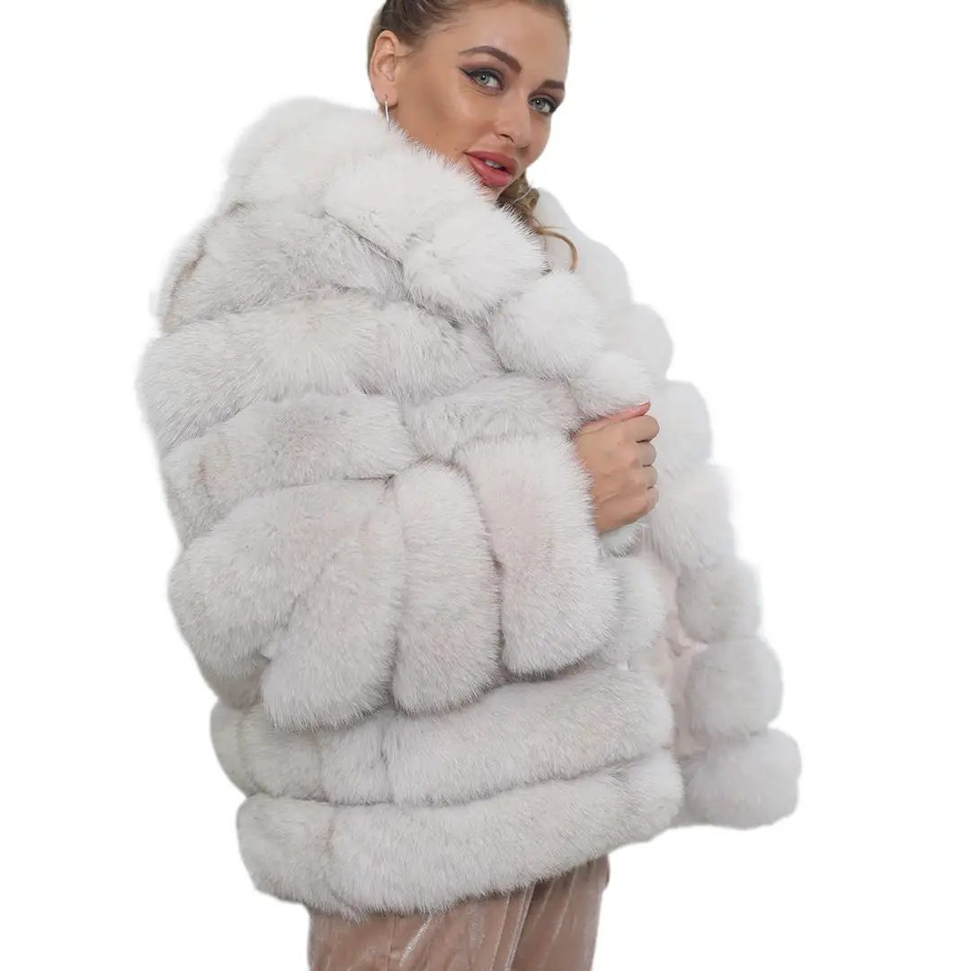 High Quality Fox Fur Jacket Winter Fashion Genuine Thicken Warm Fur Coat For Women Luxury Natural Full Fluffy Ladies Fur Parka
