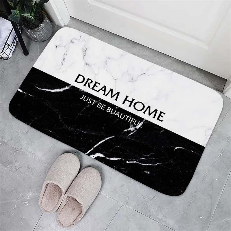 

Простой скандинавский мраморный узор, коврик для входной двери кухни и ванной, мягкий коралловый бархатный ковер, домашний декор, Противоск...