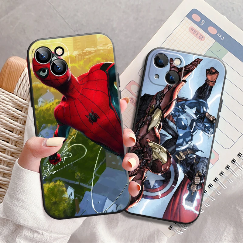 

Popular Marvel Phone Case For iPhone 13 12 11 Pro 12 13 Mini X XR XS Max SE 6 6s 7 8 Plus Silicone Cover Carcasa Coque Black