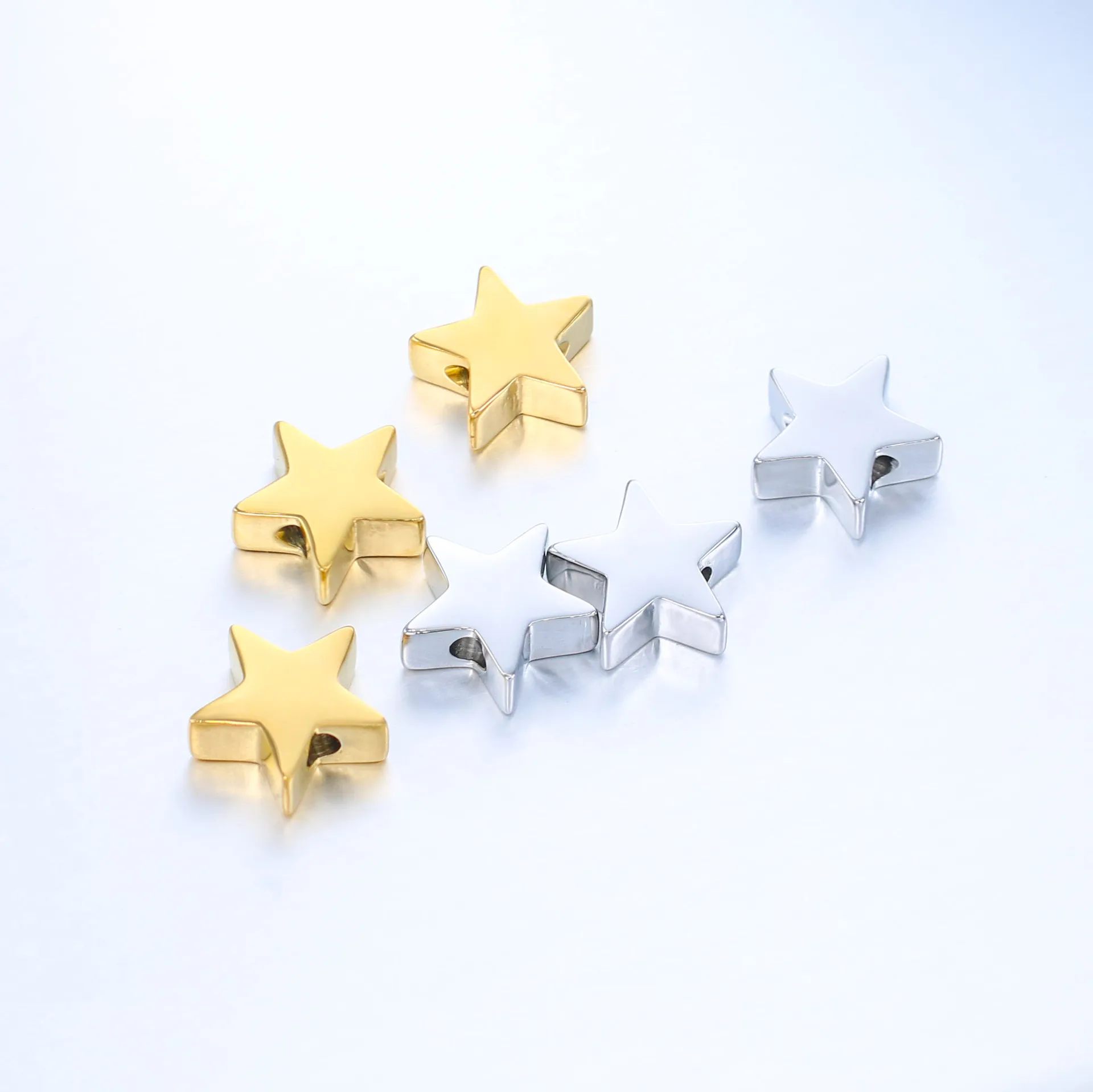 

DOOYIO 5pcs/Lot Stainless Steel Mirror Polished Pentagram Small Hole Bead Jewelry Accessories DIY Simple Star Hole Bead Pendant