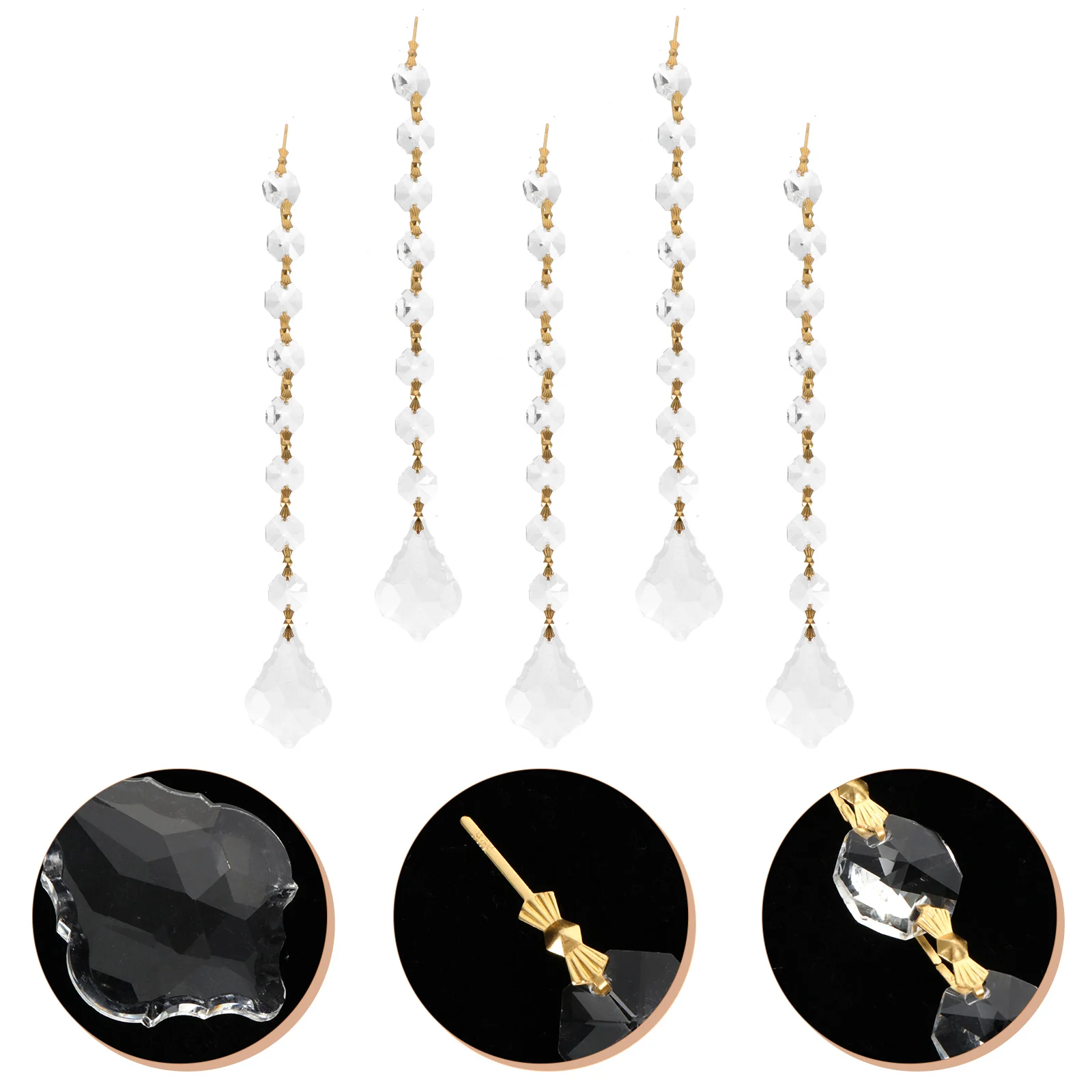 

5Pcs Chandelier Crystal Ornaments Drop Crystal Beads Garland Hanging Crystal Pendants