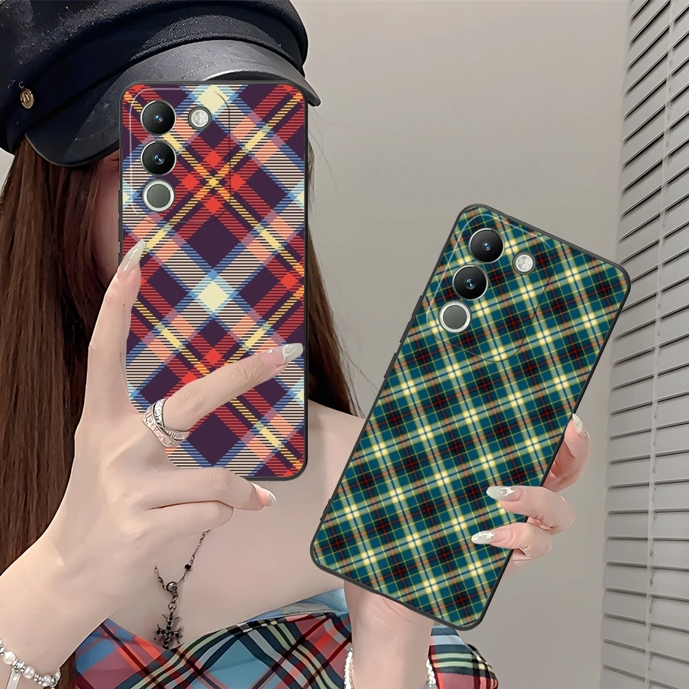 Lattice Grid Texture Mobile Cell Phone Case for VIVO Y95 Y93 Y31 Y20 V19 V17 V15 Pro X60 NEX Black Soft Cover Shell