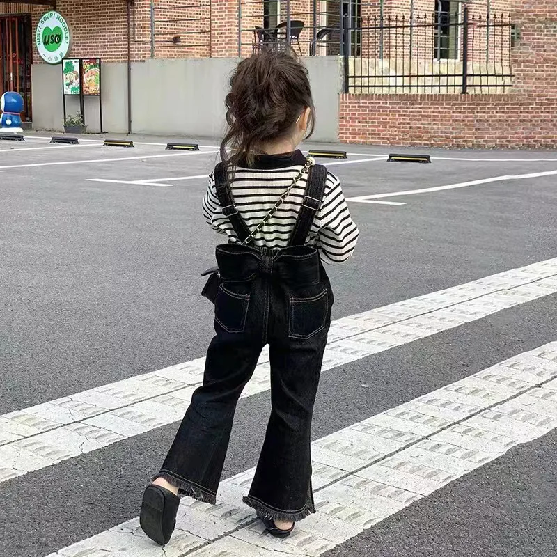 

Girls' Denim Suspender Pants Spring and Autumn 2023 New Children's Spring Stylish Korean Baby Girl Spring Clothes Pants