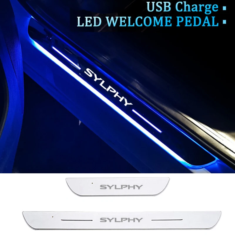 

USB Power Moving Car LED Welcome Pedal for Nissan Sylphy Acrylic Pathway Front Rear Threshold Light Decorative Strip Accessories