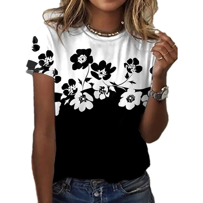 

Flower Digital 3D Print T-shirts Women Fashion Casual Plant O Neck Tshirts Tops Harajuku Streetwear Tshirts Femme Tee