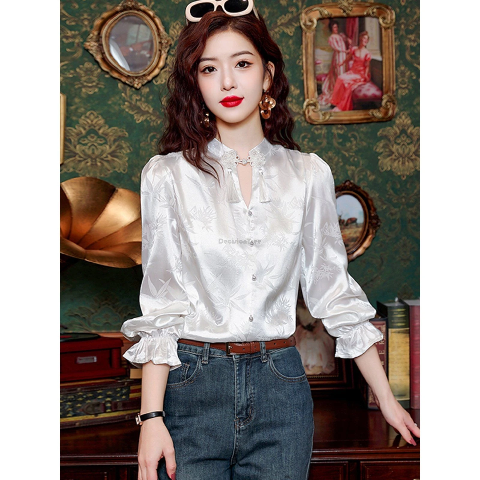 Новинка 2024 винтажный Модный костюм Тан в китайском стиле элегантный топ с