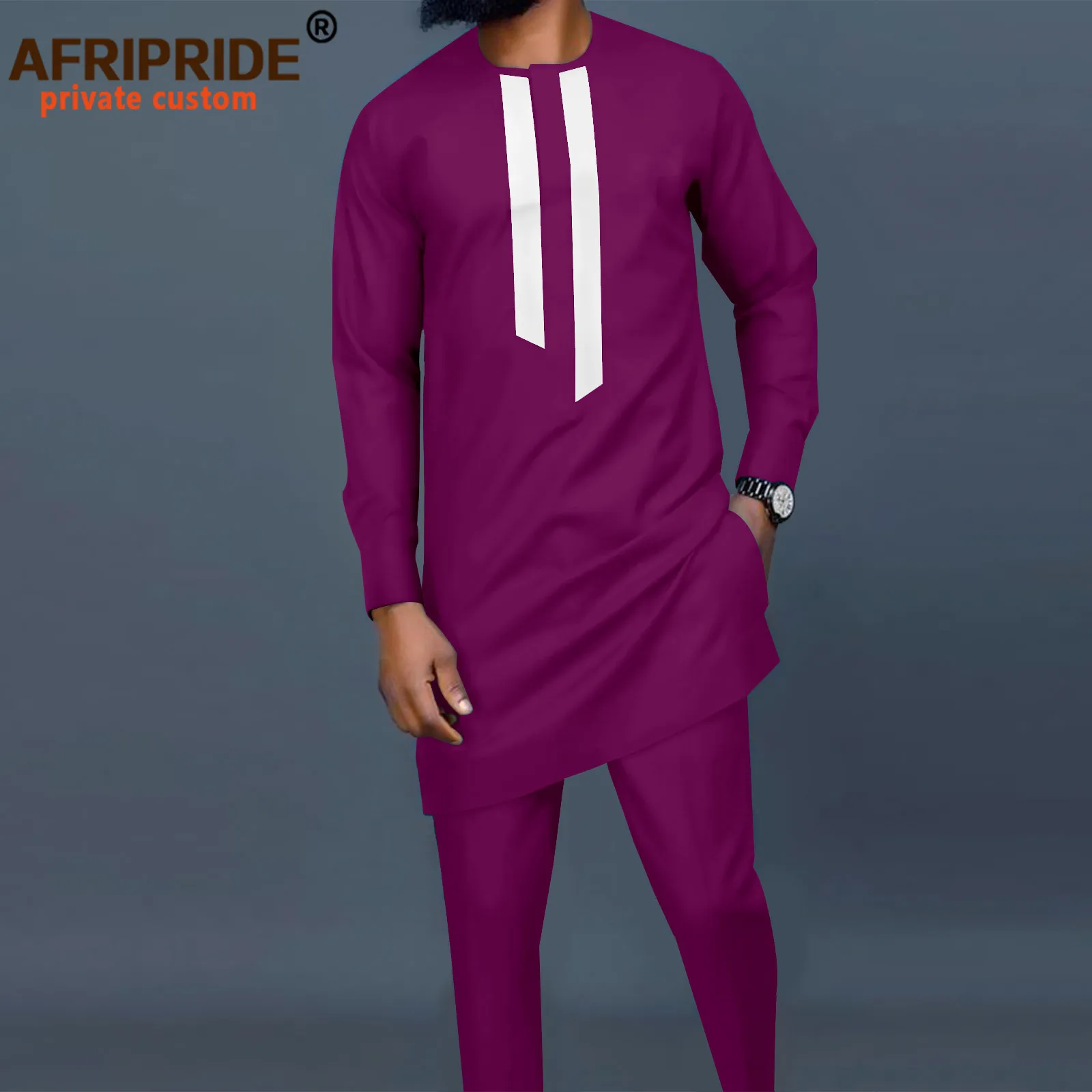 2022 African Men Traditional Clothing Set Dashiki Outfit Ankara Long Sleeve Shirt+Pants African Suit Tribal Tracksuit A2216096