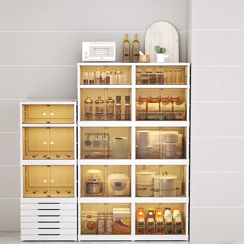 

Installation Free Kitchen Lockers, Multi-layer Storage Shelves with Doors, Bowls and Dishes Lockers, Dust-proof Lockers