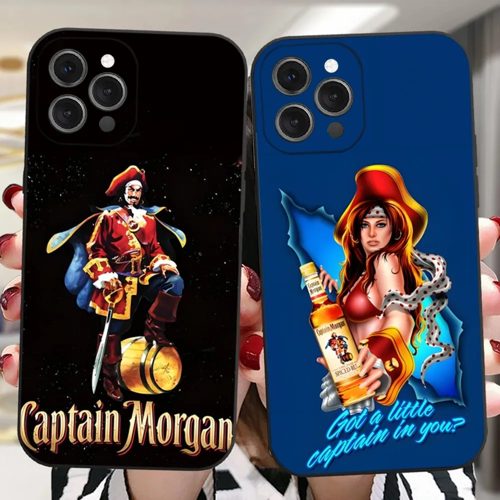 Alcohol Pirate Captain Morgan Rum Phone Case For iPhone 16 15 14 13 12 11 Plus Pro Max XR XS X 7 8 SE Mini Silicone Soft
