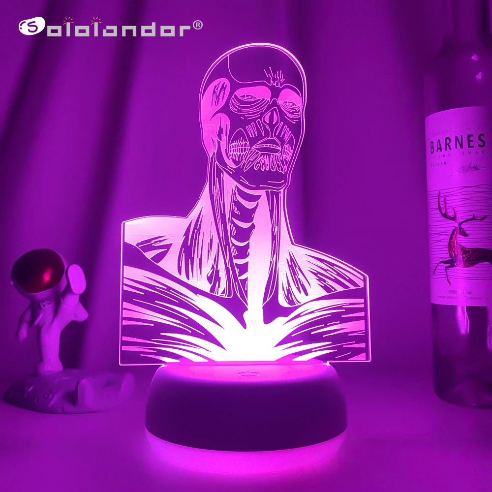 

Anime Led Light Attack on Titan Colossus Titan for Bedroom Decor Night Light Kid Birthday Gift Manga Shingeki No Kyojin 3d Lamp