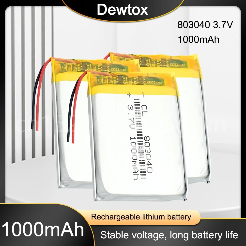 3.7V 1000mAh 803040 Lithium Polymer Li-Po Ion Rechargeable Battery for MP4 MP5 GPS PSP Mobile Pocket PC E-books Bluetooth