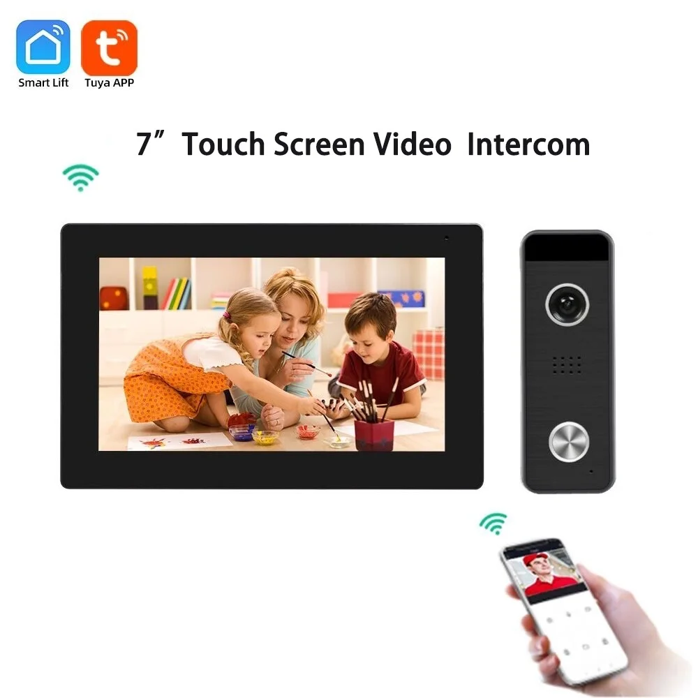New Wireless WiFi Smart Video Intercom System AHD Full Touch Screen with Wired Door Smart Phone Talking One-Key Unlocking